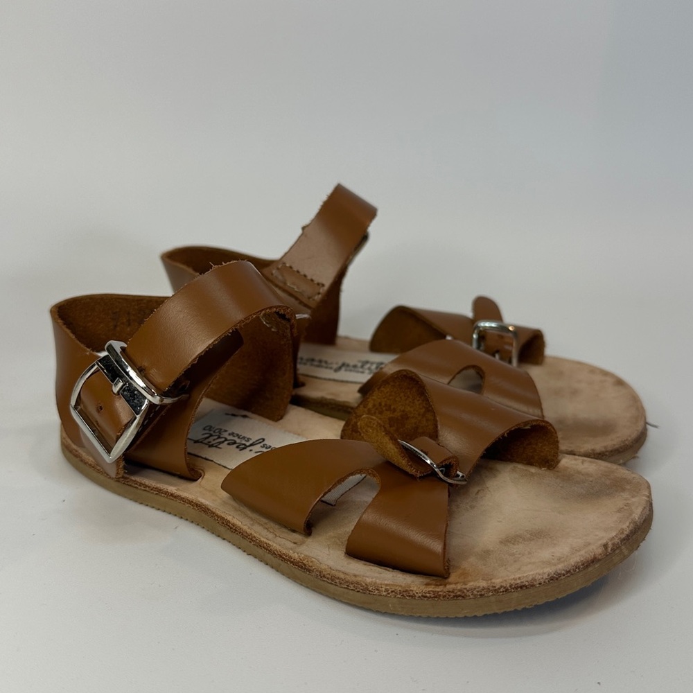 Mon Petit Shoes‎ Cap Cod Sandals Buckle Brown Tan Cognac Toddler Size 7 MP